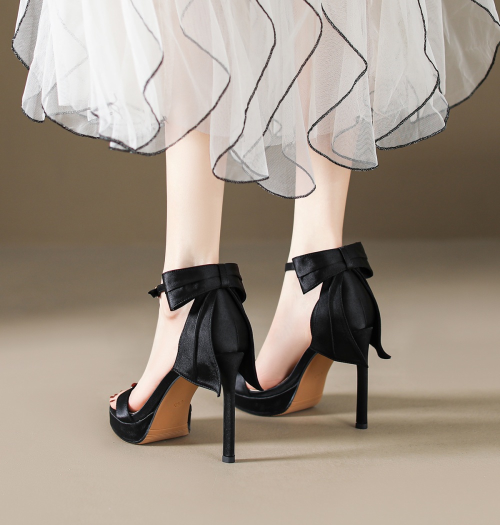 Bow sweet fashion high-heeled shoes hollow banquet shoes