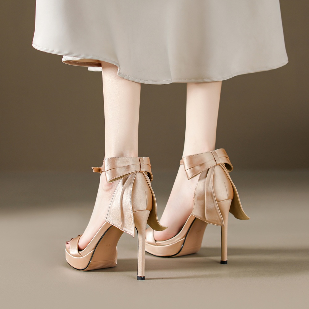 Bow sweet fashion high-heeled shoes hollow banquet shoes