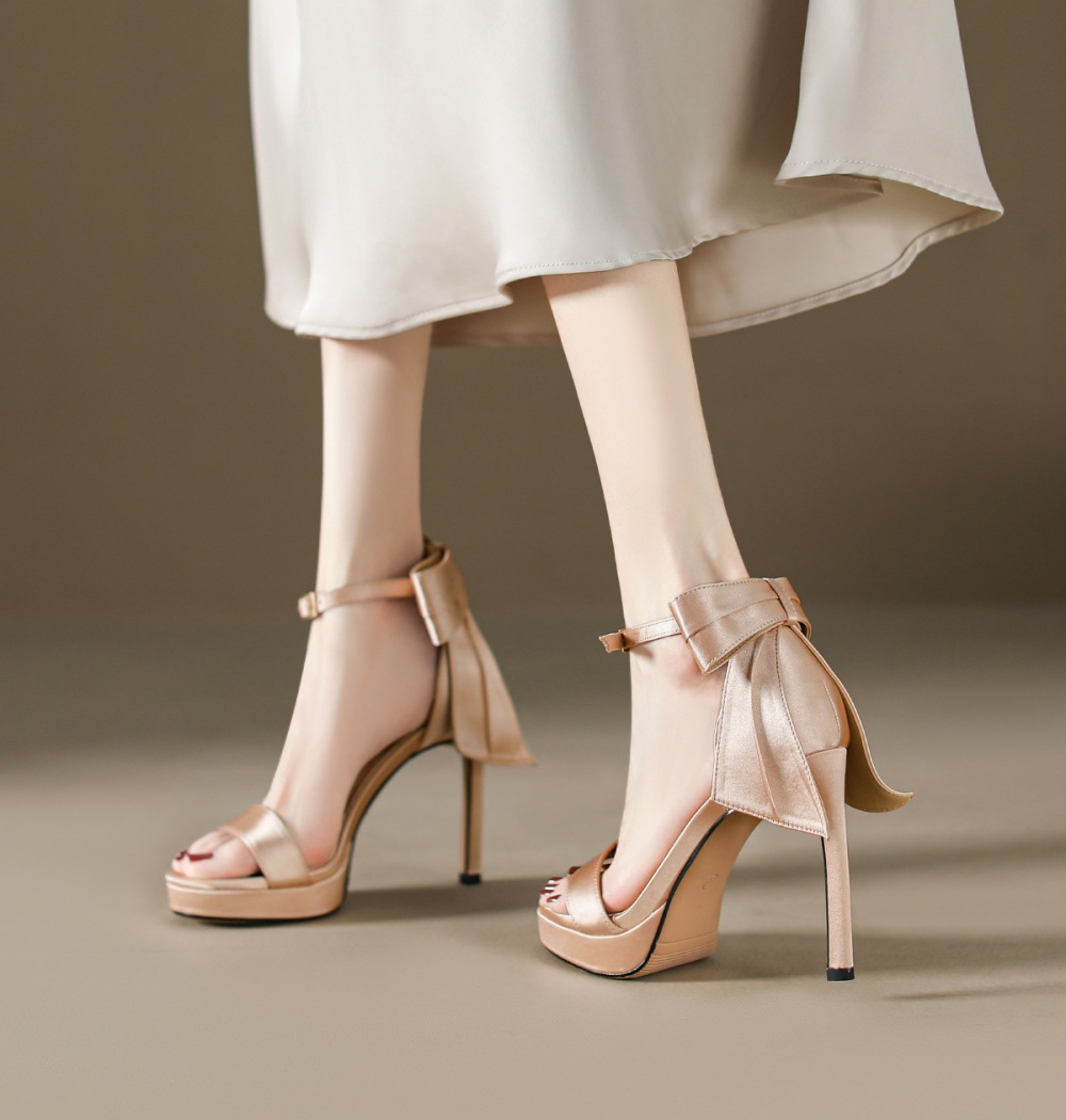 Bow sweet fashion high-heeled shoes hollow banquet shoes