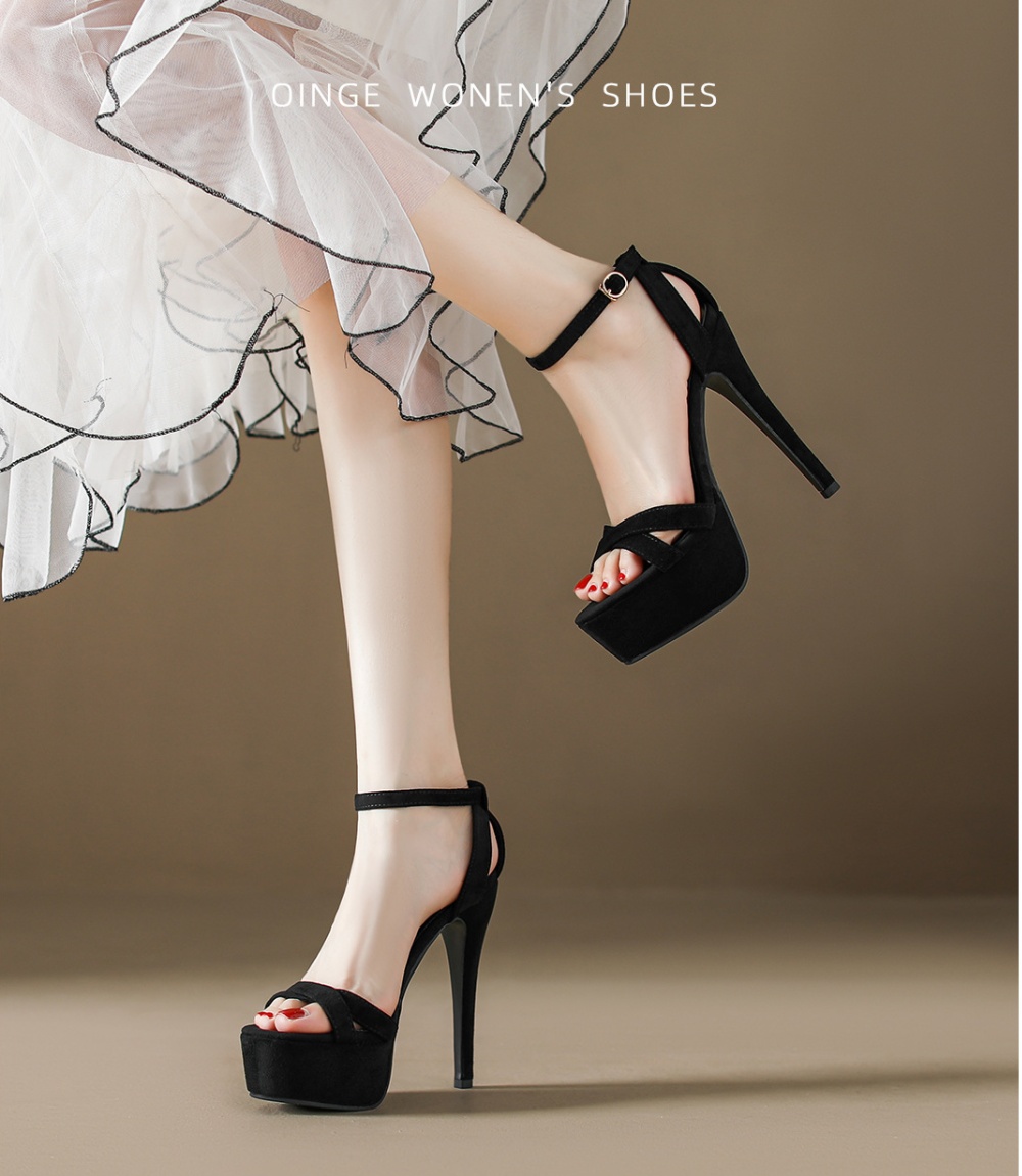 Sexy cross sandals fashion thick crust platform