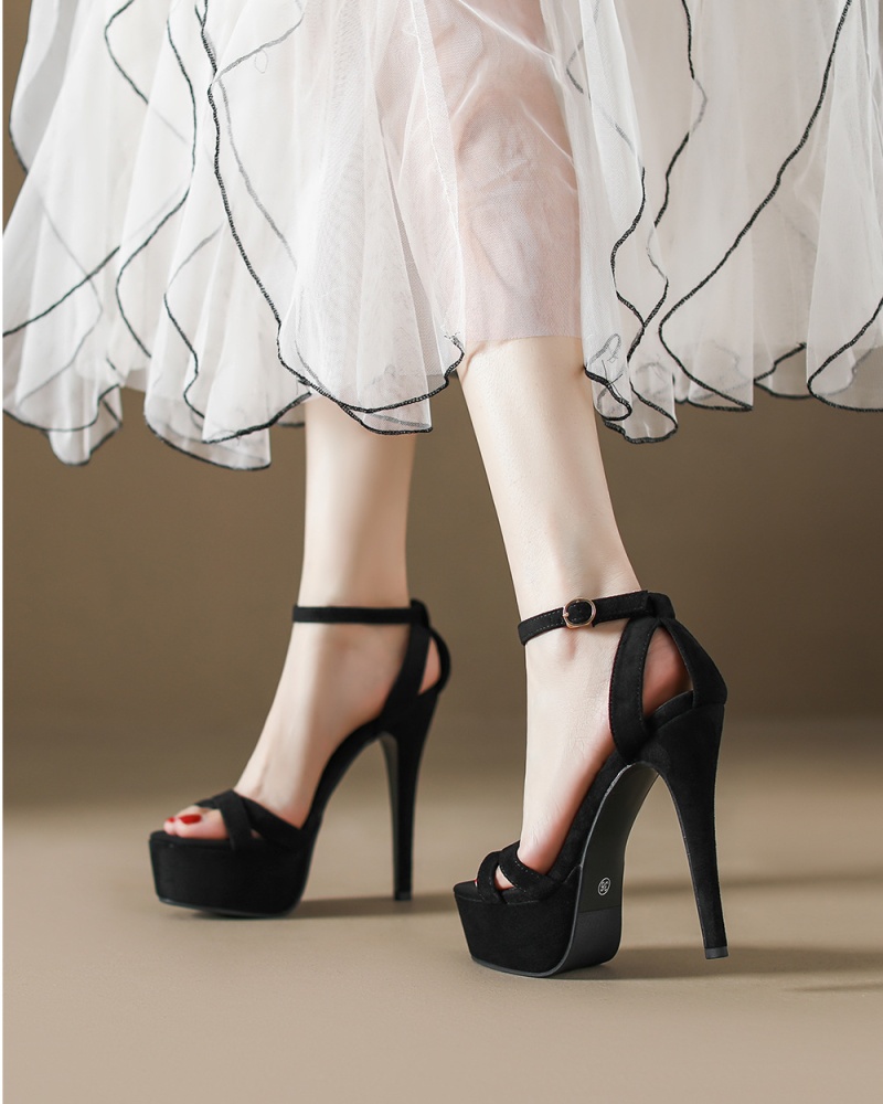Sexy cross sandals fashion thick crust platform