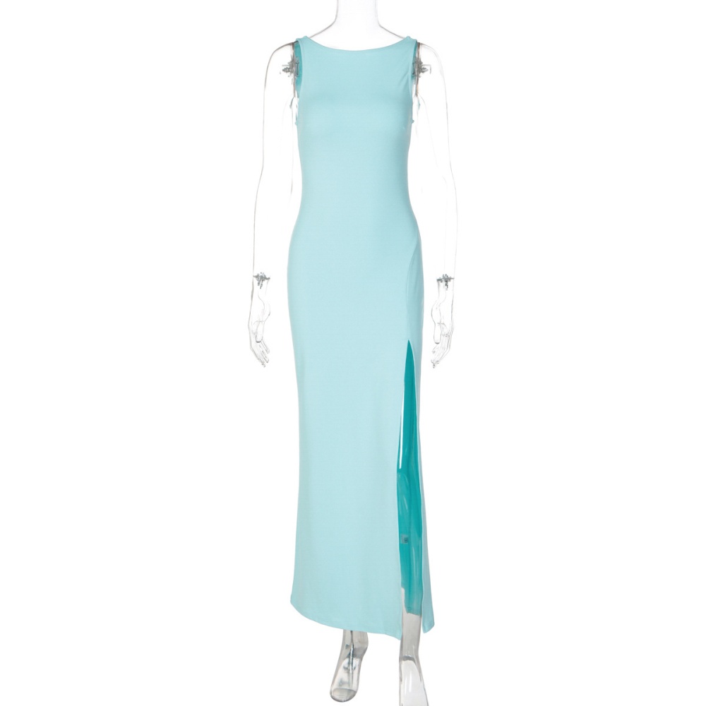 Halter sleeveless pure European style dress for women