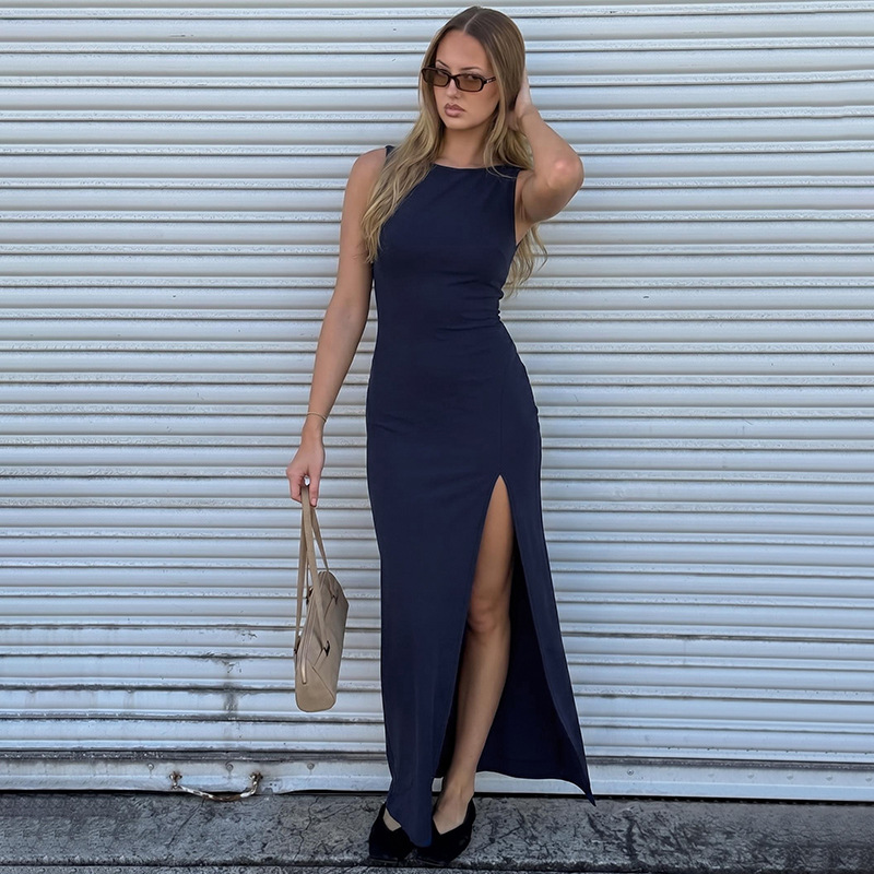 Halter sleeveless pure European style dress for women
