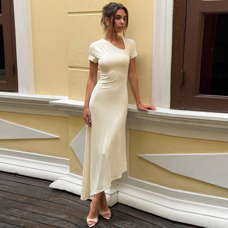 Temperament pure long dress slim dress for women