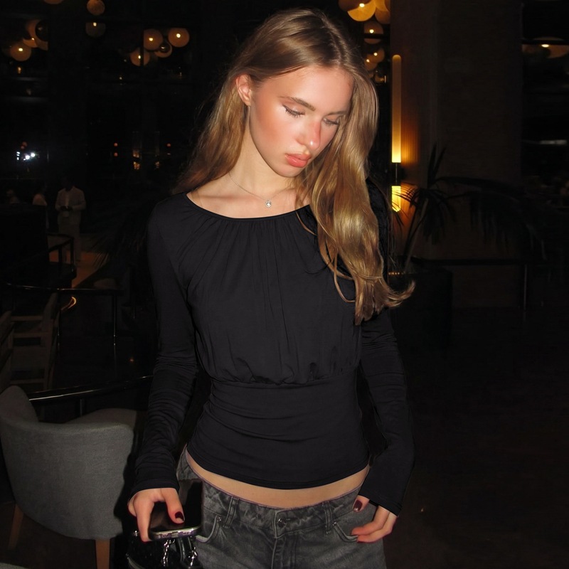 Sexy back frenum pinched waist fashion summer tops