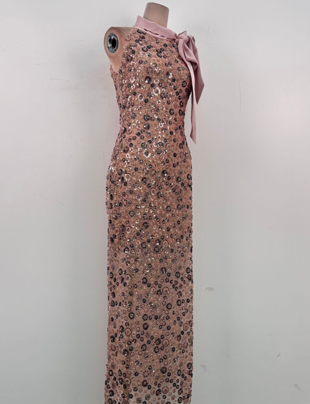 Sequins bow halter long dress niche elegant formal dress