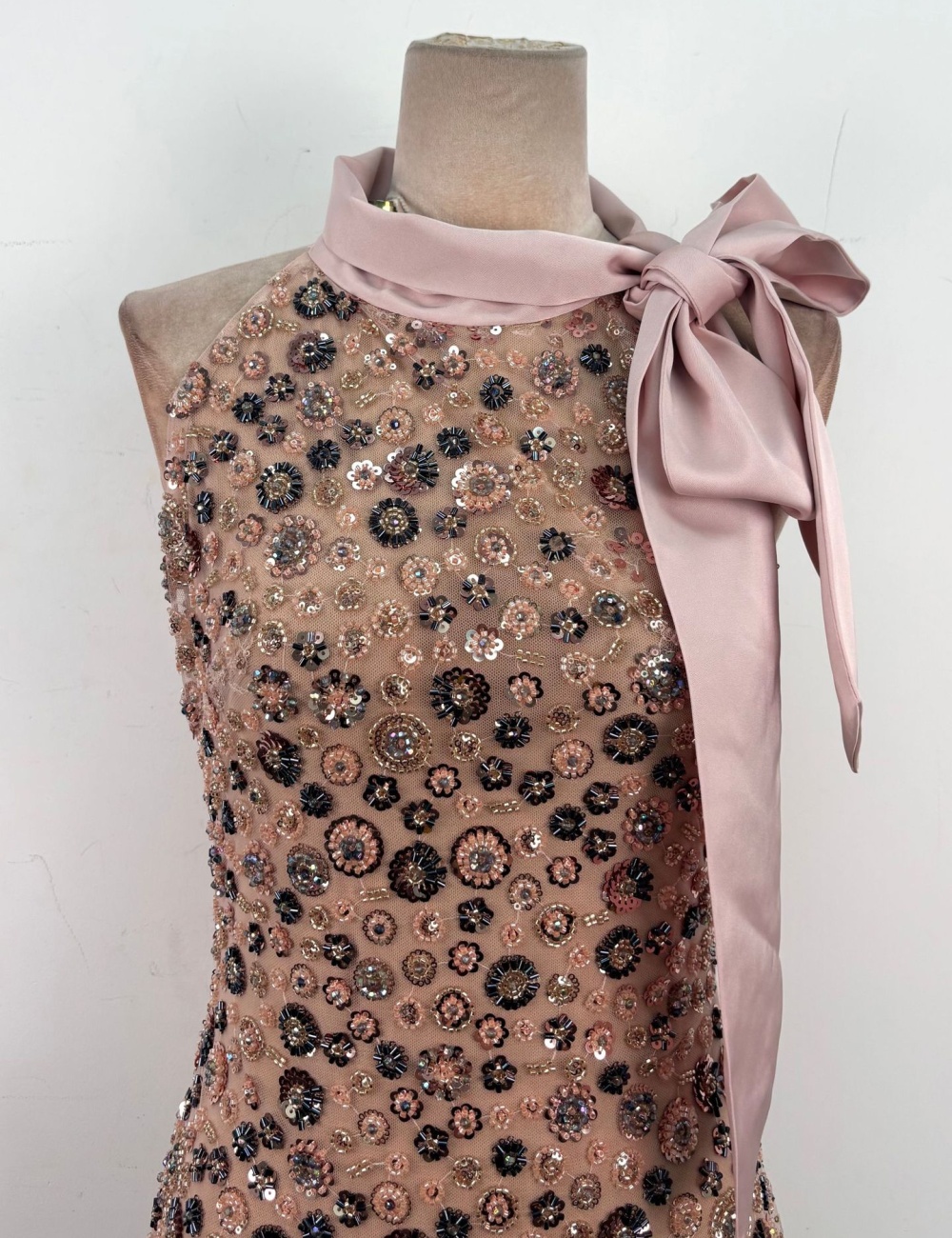 Sequins bow halter long dress niche elegant formal dress