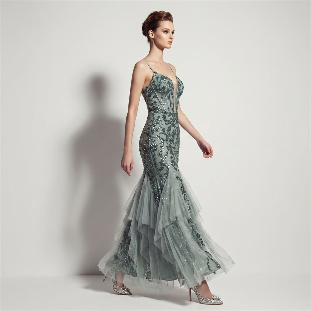 Wedding banquet mermaid annual meeting slim evening dress