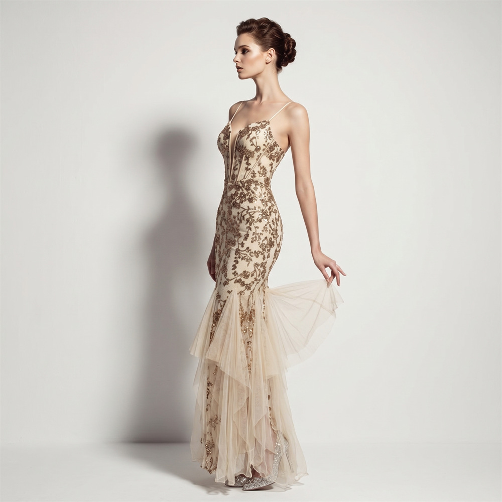 Wedding banquet mermaid annual meeting slim evening dress