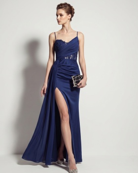 Hollow lace evening dress annual meeting high split dress