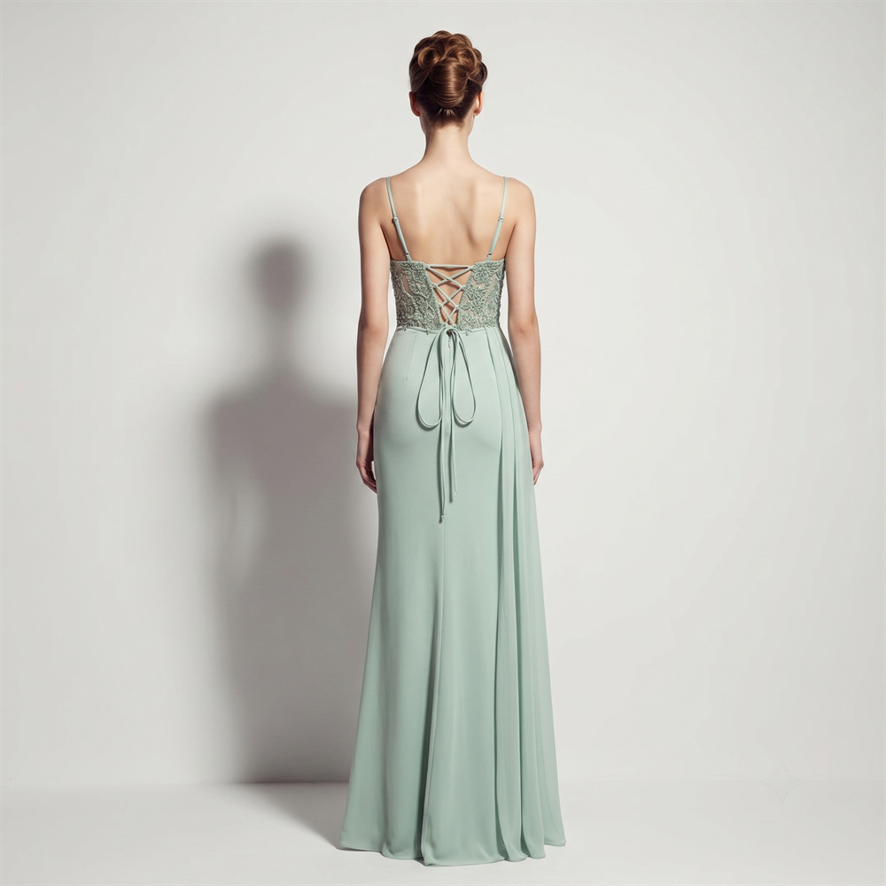 Hollow lace evening dress annual meeting high split dress