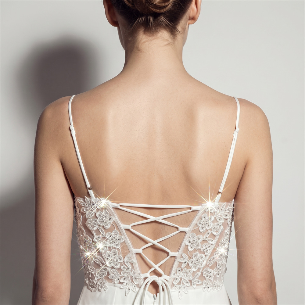 Hollow lace evening dress annual meeting high split dress