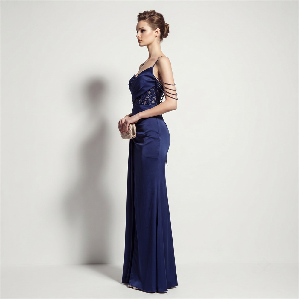 Sling high split dress halter annual meeting evening dress