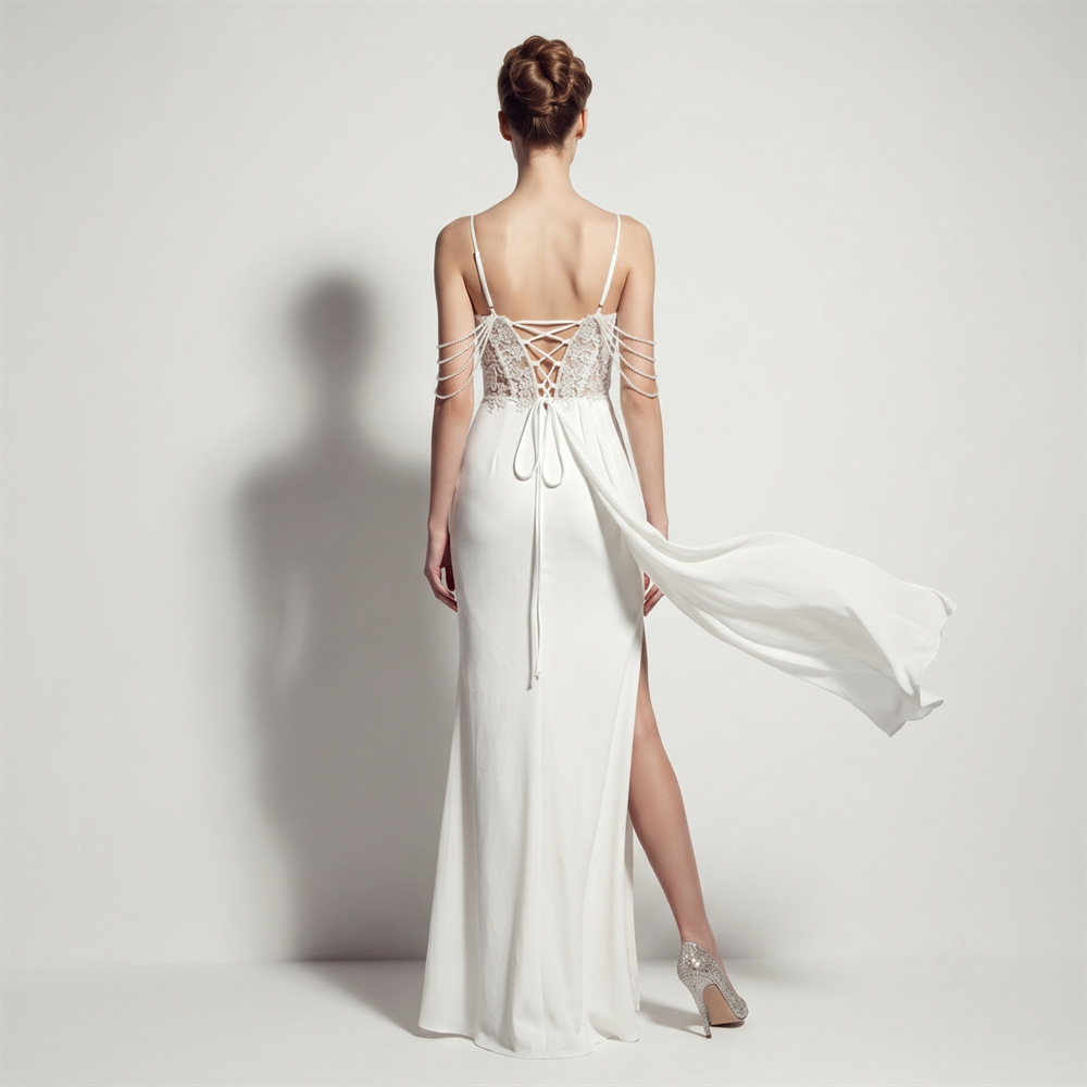 Sling high split dress halter annual meeting evening dress