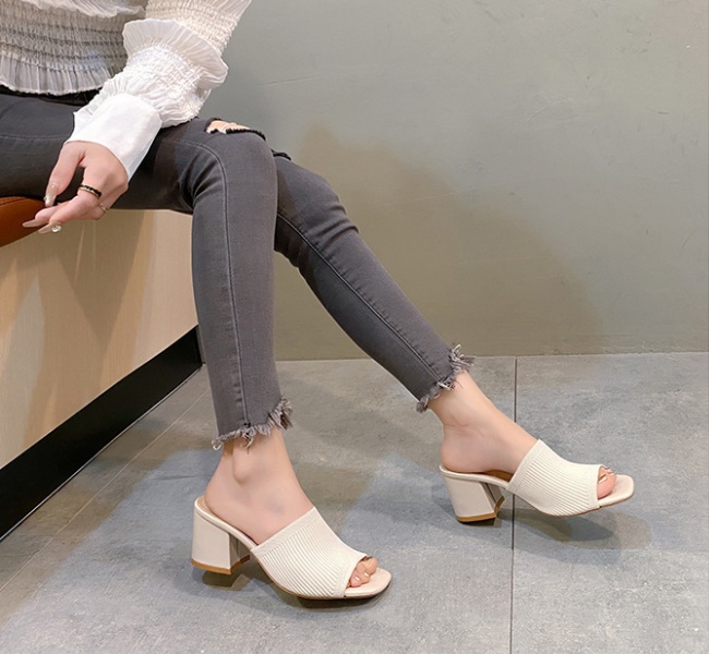 European style woolen yarn fashion slippers for women