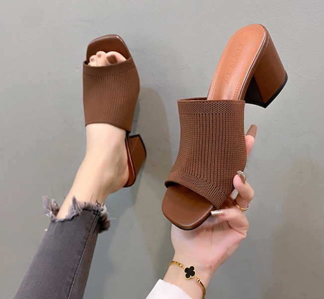 European style woolen yarn fashion slippers for women