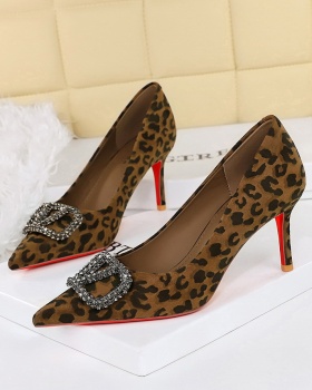 Fine-root rhinestone shoes banquet high-heeled shoes