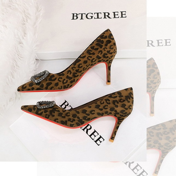 Fine-root rhinestone shoes banquet high-heeled shoes