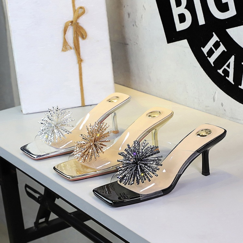 Open toe stilettos transparent lazy shoes for women