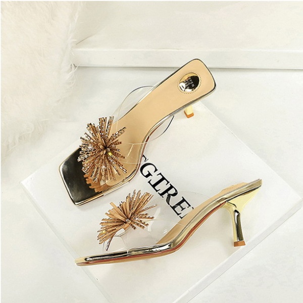 Open toe stilettos transparent lazy shoes for women