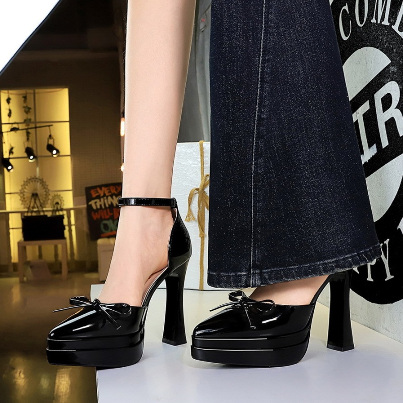 Sexy patent leather European style high-heeled platform