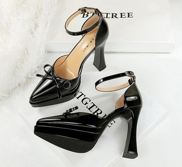 Sexy patent leather European style high-heeled platform