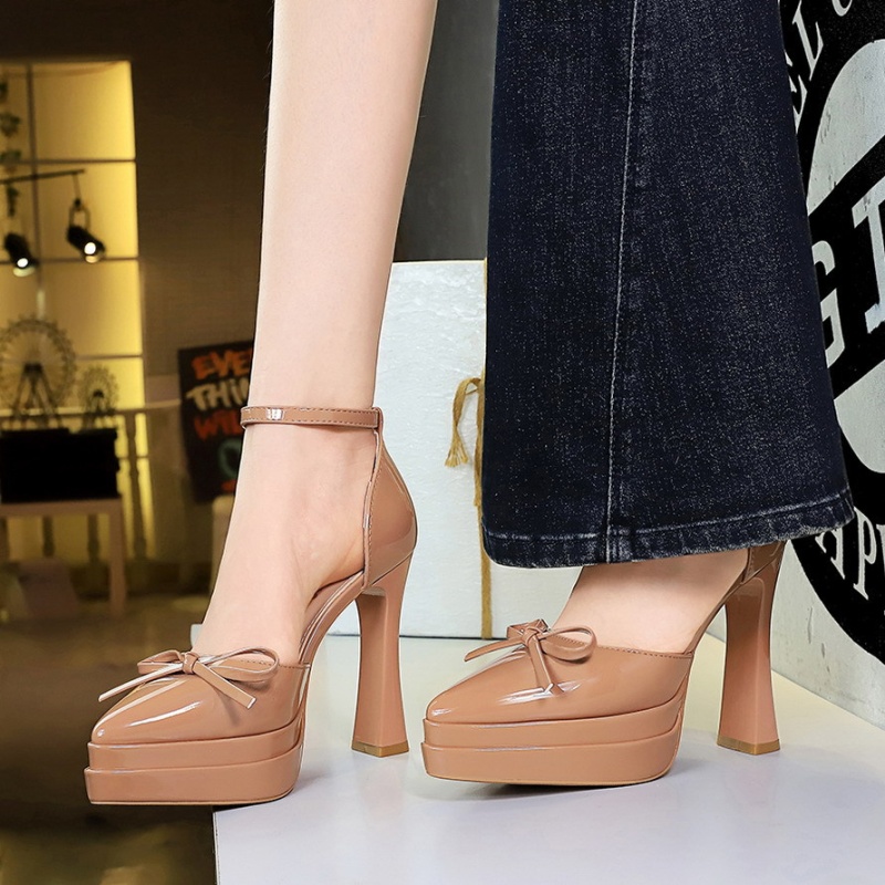 Sexy patent leather European style high-heeled platform