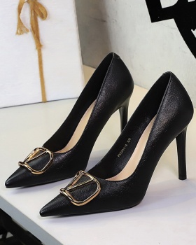 Metal sexy shoes high-heeled European style lazy shoes