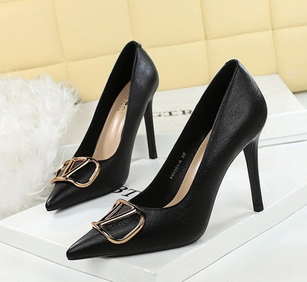 Metal sexy shoes high-heeled European style lazy shoes