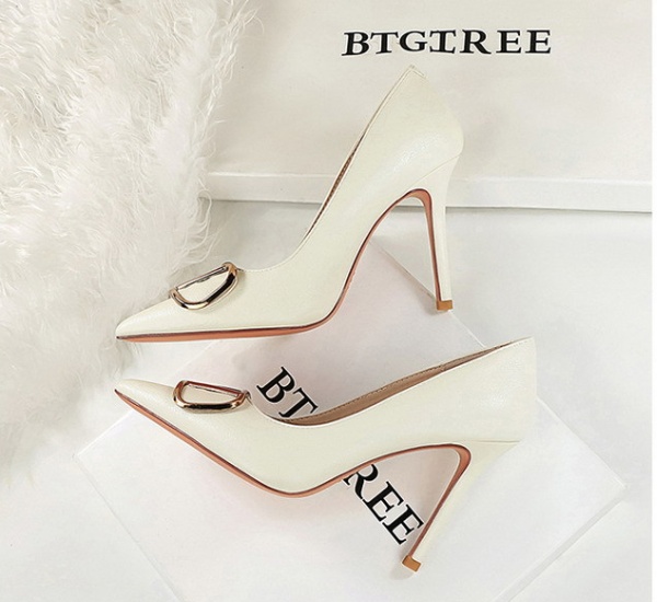Metal sexy shoes high-heeled European style lazy shoes
