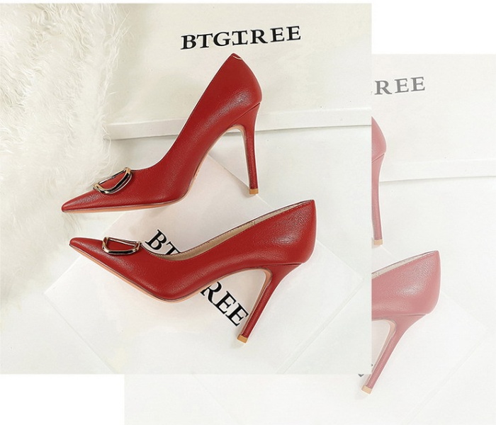 Metal sexy shoes high-heeled European style lazy shoes