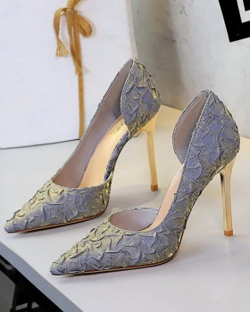 Fold satin evening dress temperament high-heeled shoes
