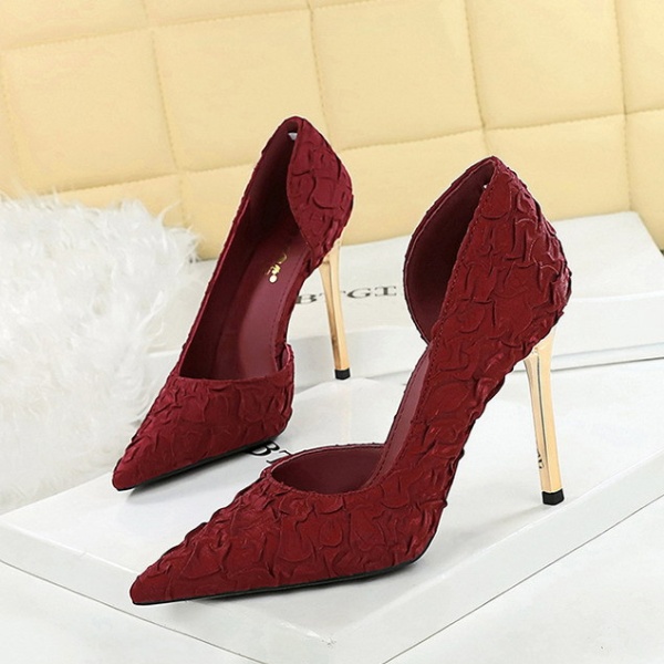 Fold satin evening dress temperament high-heeled shoes
