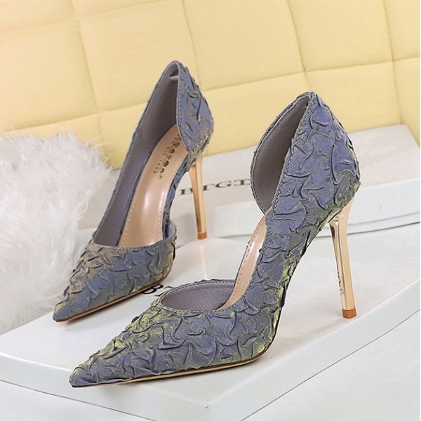 Fold satin evening dress temperament high-heeled shoes
