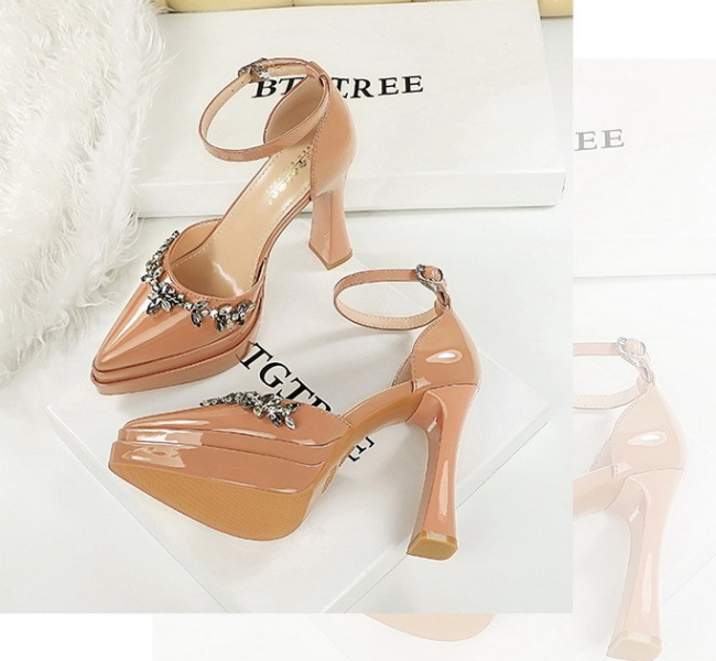 Patent leather sandals high-heeled platform for women