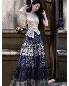 Printing irregular France style skirt a set for women