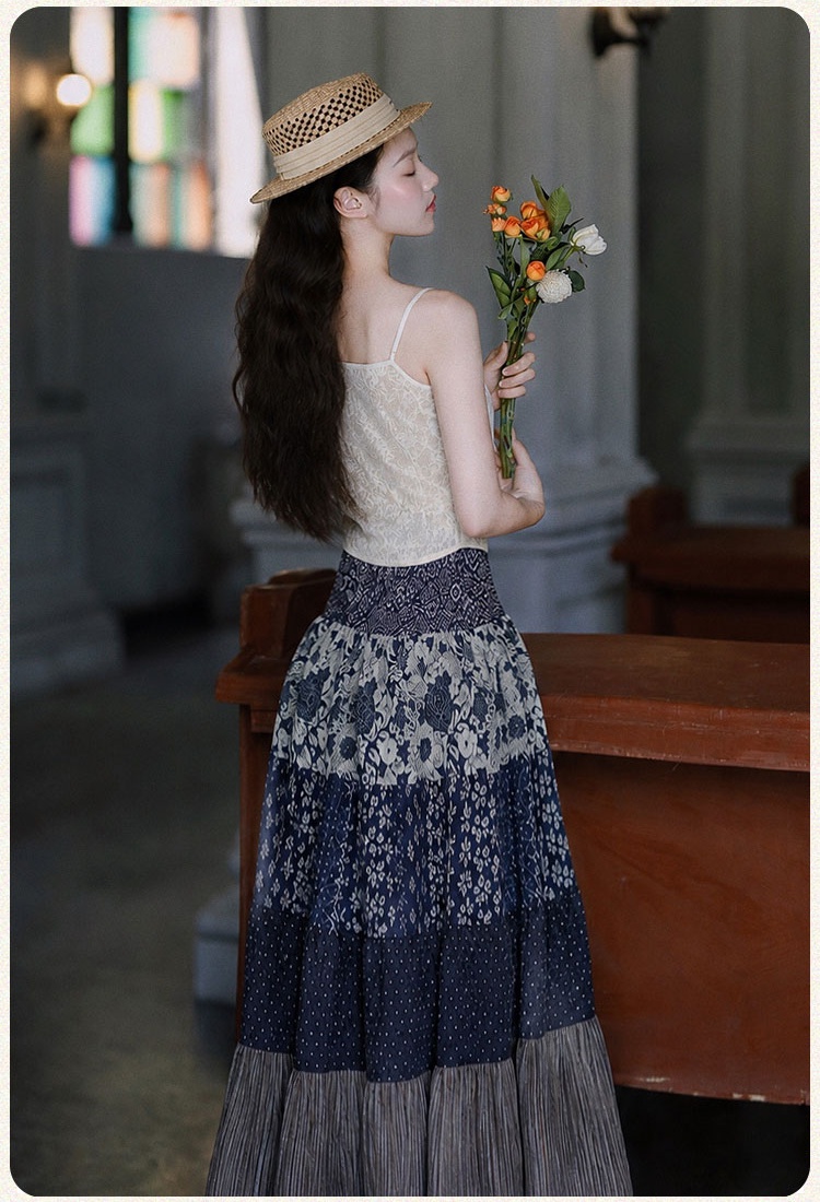 Printing irregular France style skirt a set for women