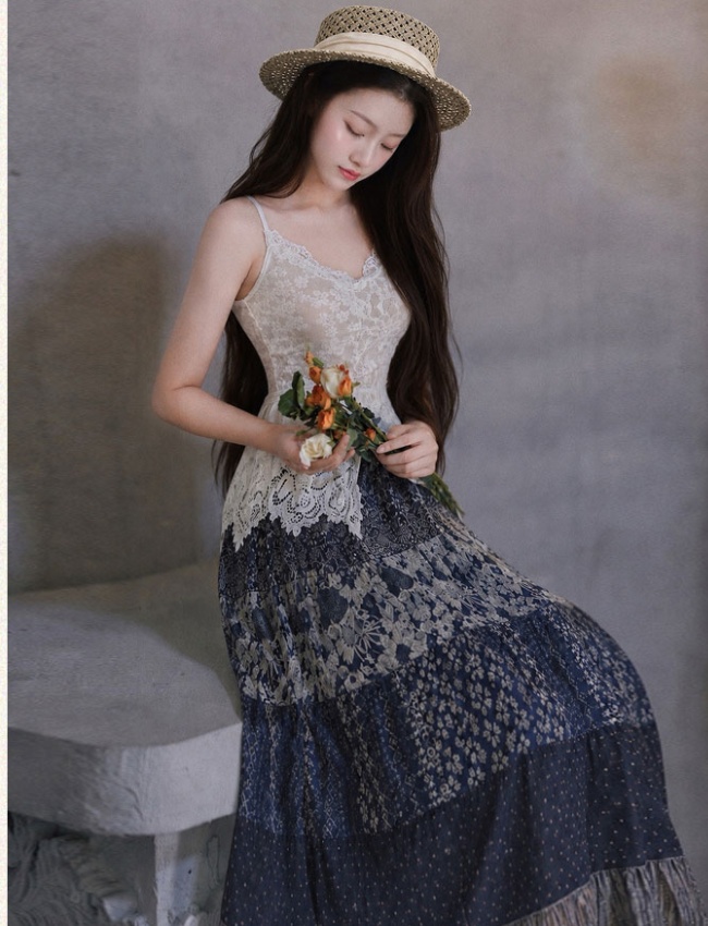 Printing irregular France style skirt a set for women