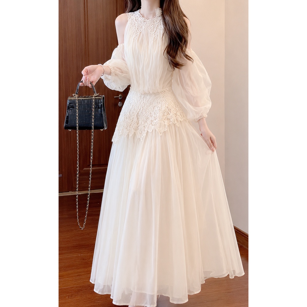 Western style tops strapless long skirt a set for women