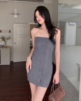 Wrapped chest summer dress knitted T-back for women