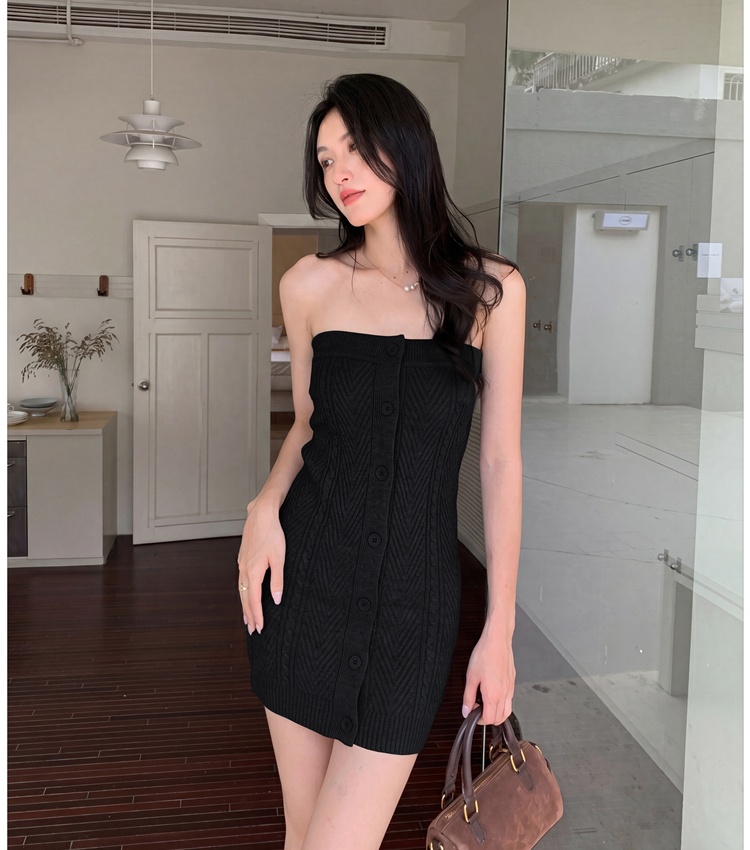 Wrapped chest summer dress knitted T-back for women