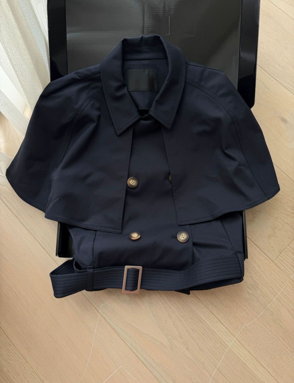 Khaki navy-blue cloak removable jacket 2pcs set