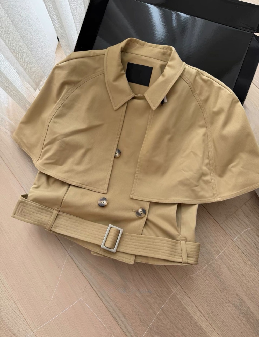 Khaki navy-blue cloak removable jacket 2pcs set