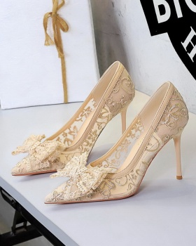 Bow wedding shoes European style high-heeled shoes