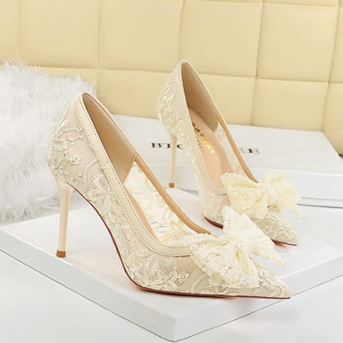 Bow wedding shoes European style high-heeled shoes