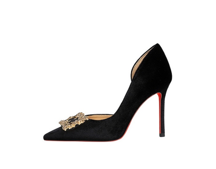 Pointed side buckle fine-root sexy Korean style shoes