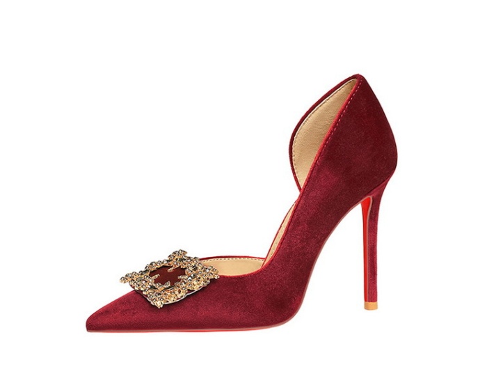 Pointed side buckle fine-root sexy Korean style shoes