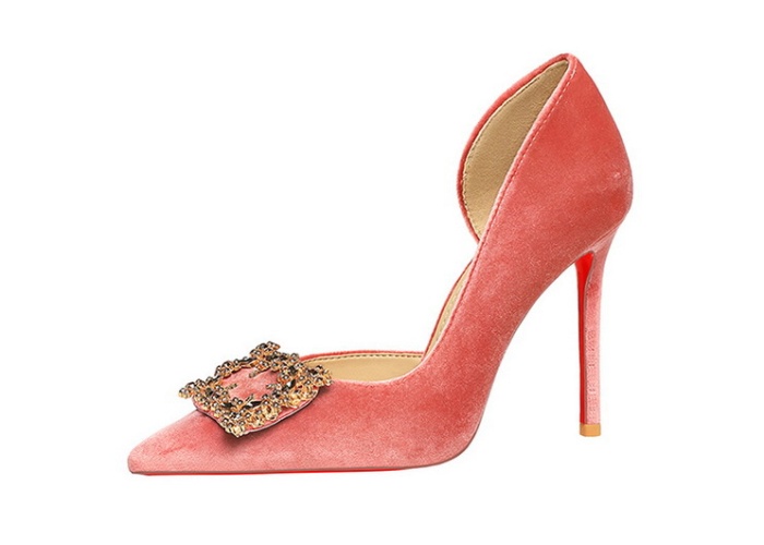 Pointed side buckle fine-root sexy Korean style shoes
