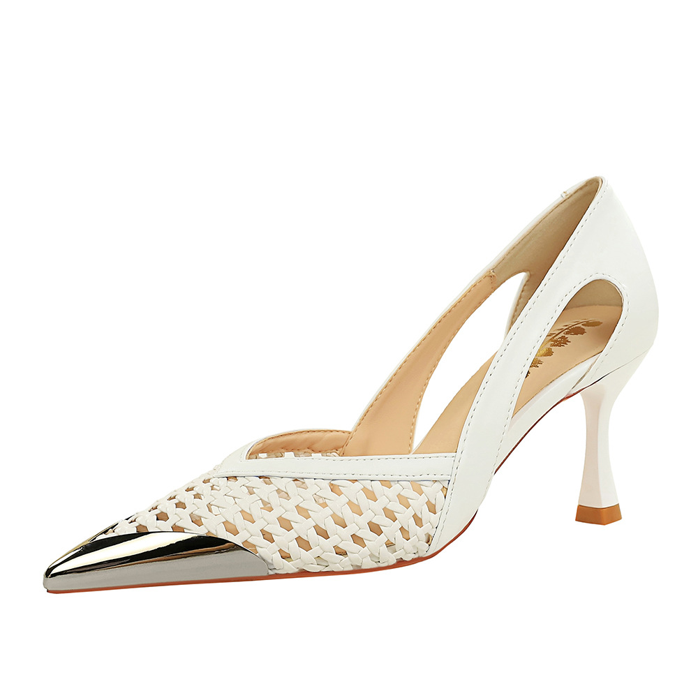 European style fine-root lazy shoes pointed low shoes