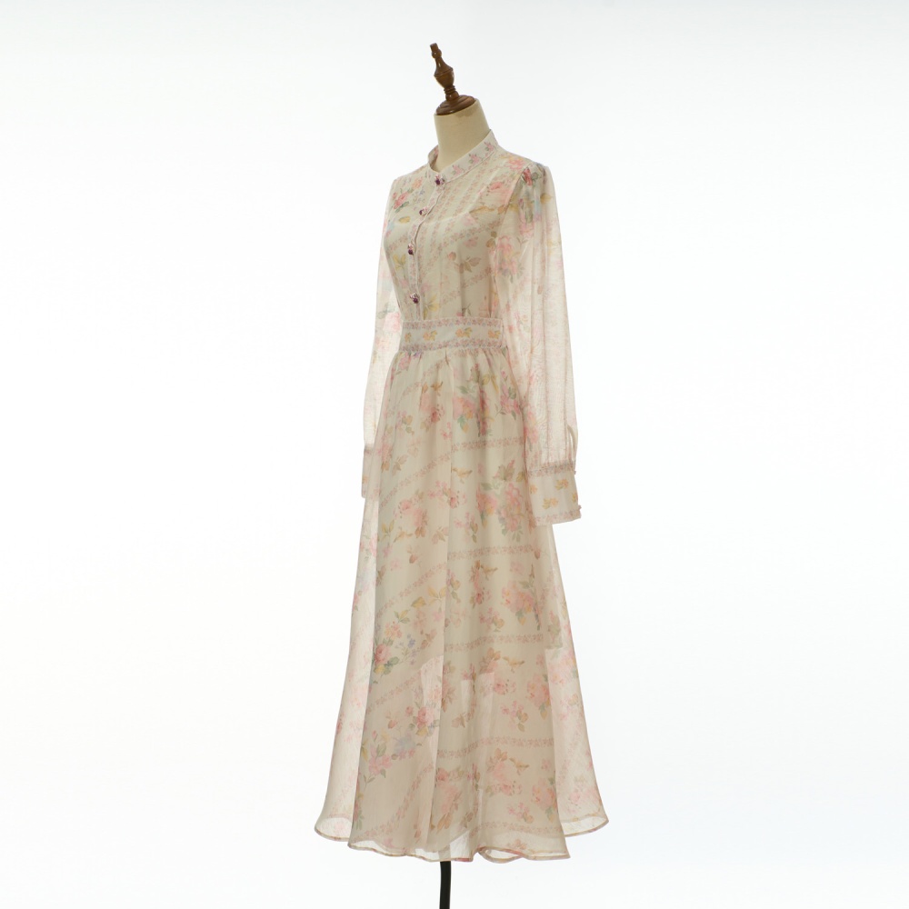 Long printing colors buckle diamond elegant skirt a set
